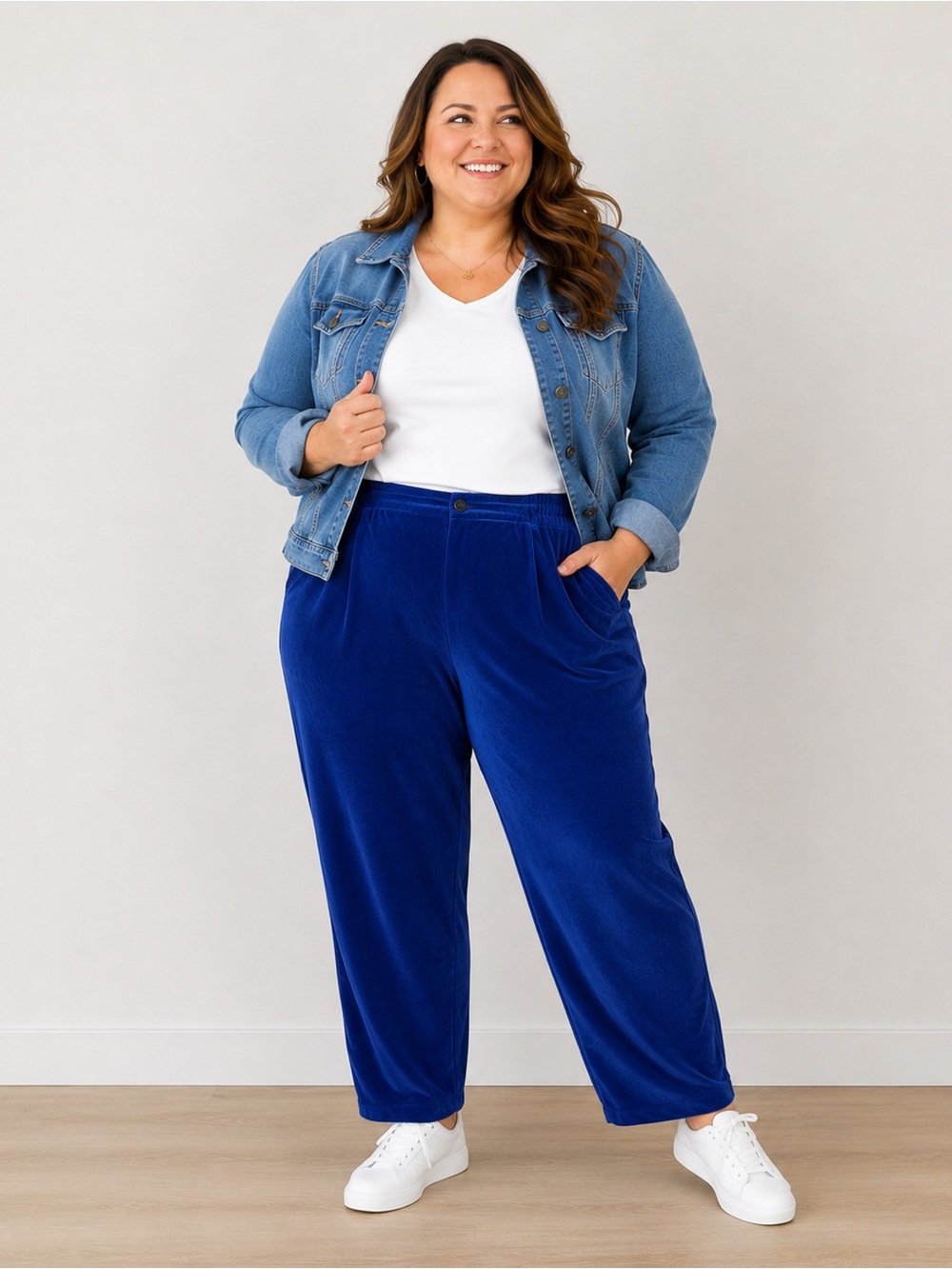 Talbots Velveteen Straight Leg Pant Womens 20W Petite Blue Back Elastic